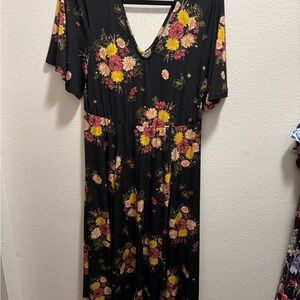 Torrid Black Floral Midi Dress